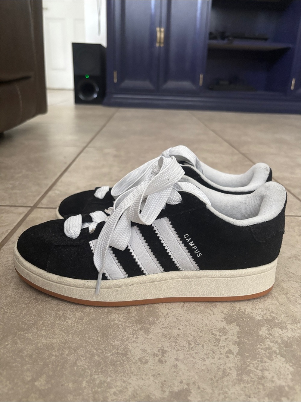 adidas Black and White Campus Suede Sneakers
